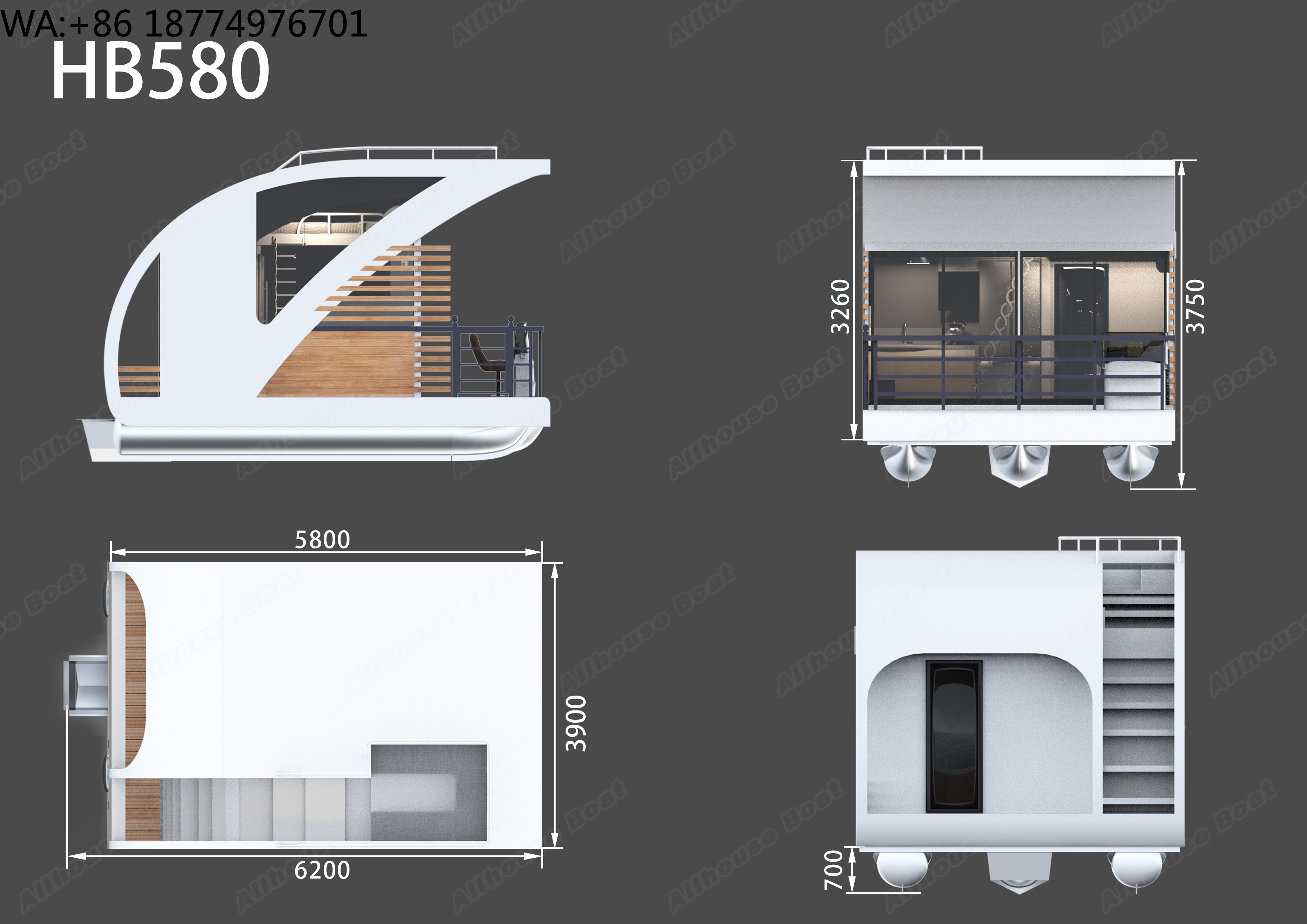 Luxury Lifestyle Family - Prefab Modular Floating Resort Houseboat Aluminum