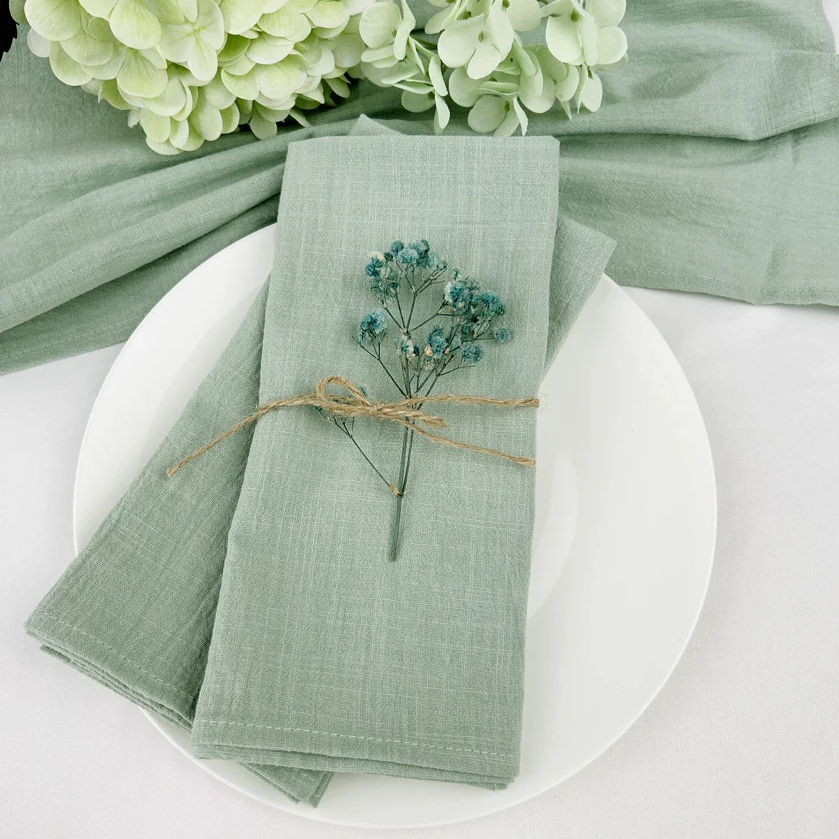 50pcs 30x45cm 100% Cotton Sage - Linen Napkin Set บทวิจารณ์และราคา