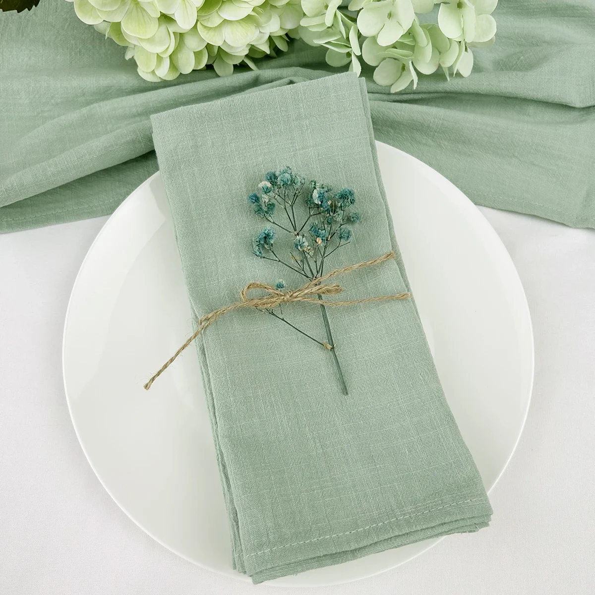 50pcs 30x45cm 100% Cotton Sage - Linen Napkin Set บทวิจารณ์และราคา