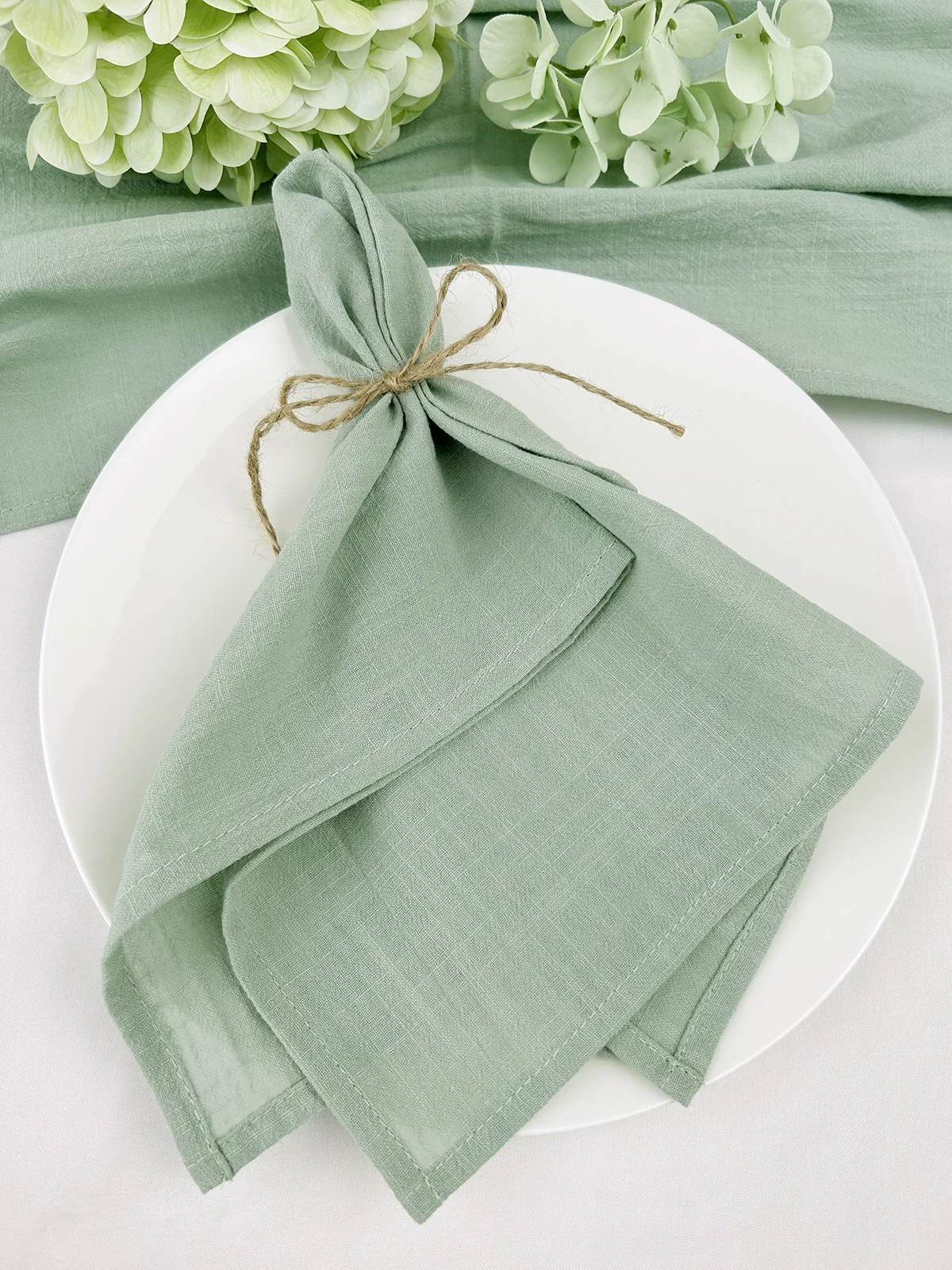 50pcs 30x45cm 100% Cotton Sage - Linen Napkin Set บทวิจารณ์และราคา