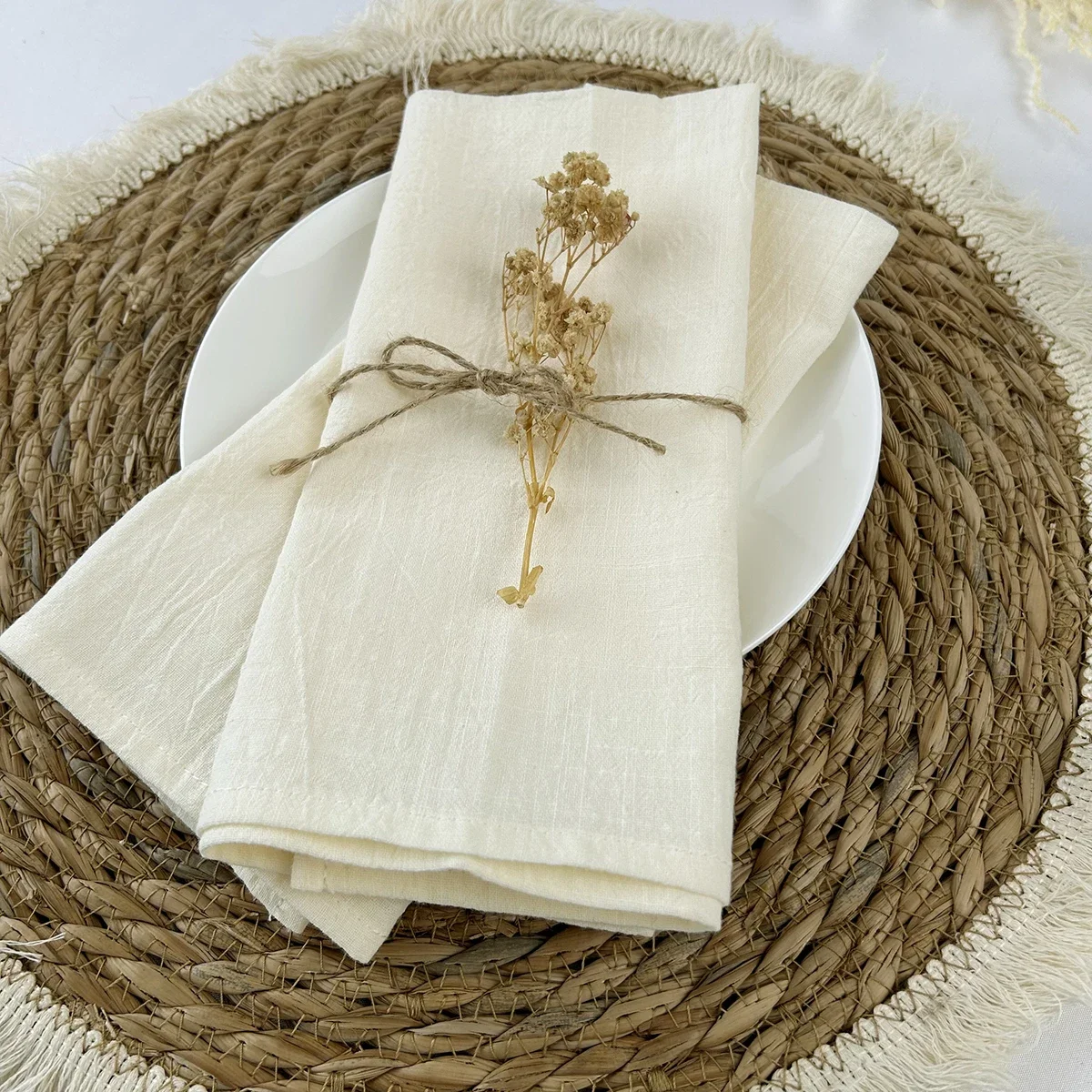 50pcs 30x45cm 100% Cotton Sage - Linen Napkin Set บทวิจารณ์และราคา