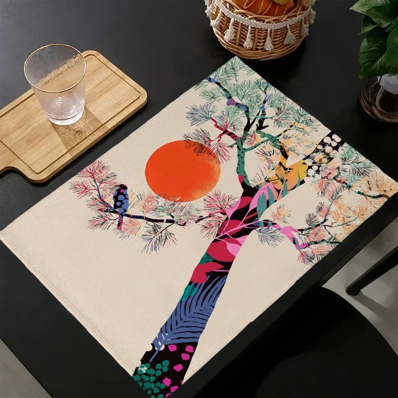 Tsunami Waves Printed Placemat - Linen Napkin Set บทวิจารณ์และราคา