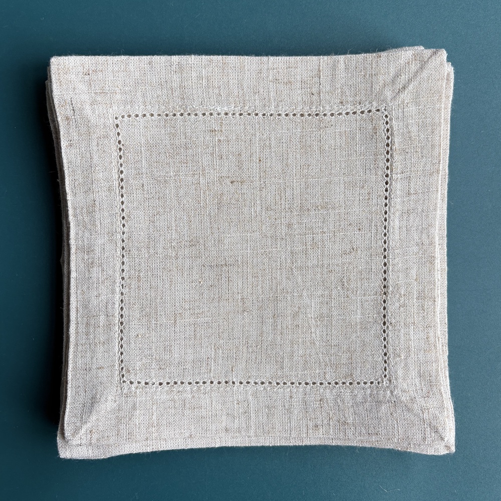 6 Pieces Hemstitch Cocktail Na - Linen Napkin Set บทวิจารณ์และราคา