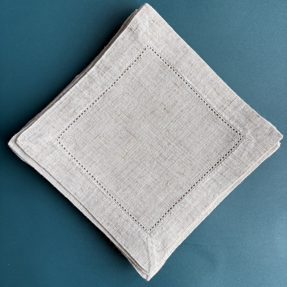 6 Pieces Hemstitch Cocktail Na - Linen Napkin Set บทวิจารณ์และราคา