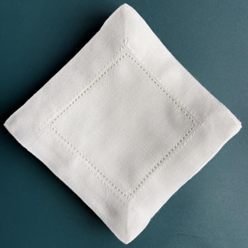 6 Pieces Hemstitch Cocktail Na - Linen Napkin Set บทวิจารณ์และราคา