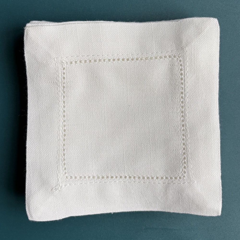 6 Pieces Hemstitch Cocktail Na - Linen Napkin Set บทวิจารณ์และราคา