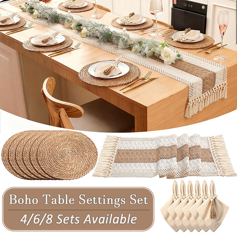4/6/8 Sets Boho Dining Table D - Linen Napkin Set บทวิจารณ์และราคา