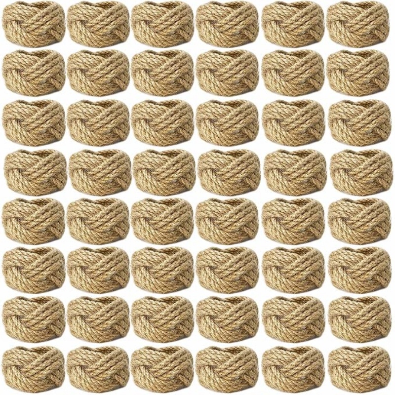 48Pcs Linen Braided Napkin Rin - Linen Napkin Set บทวิจารณ์และราคา