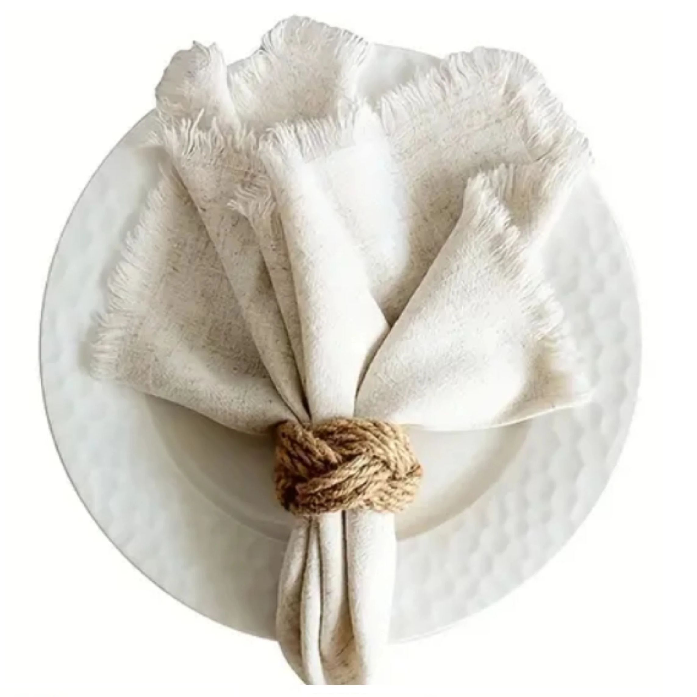 48Pcs Linen Braided Napkin Rin - Linen Napkin Set บทวิจารณ์และราคา