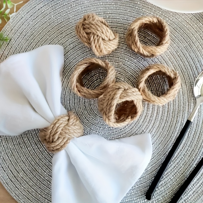 48Pcs Linen Braided Napkin Rin - Linen Napkin Set บทวิจารณ์และราคา