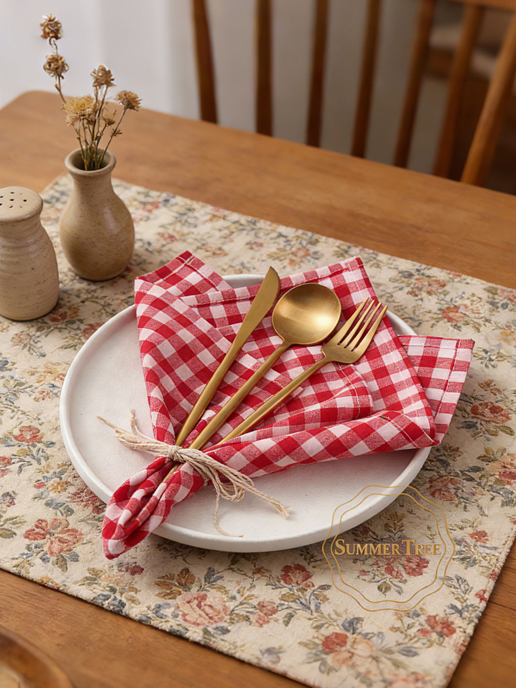 Gingham Cotton Napkin 42x42cm  - Linen Napkin Set บทวิจารณ์และราคา