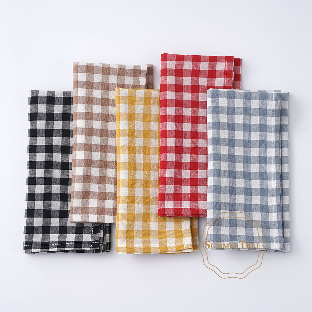 Gingham Cotton Napkin 42x42cm  - Linen Napkin Set บทวิจารณ์และราคา