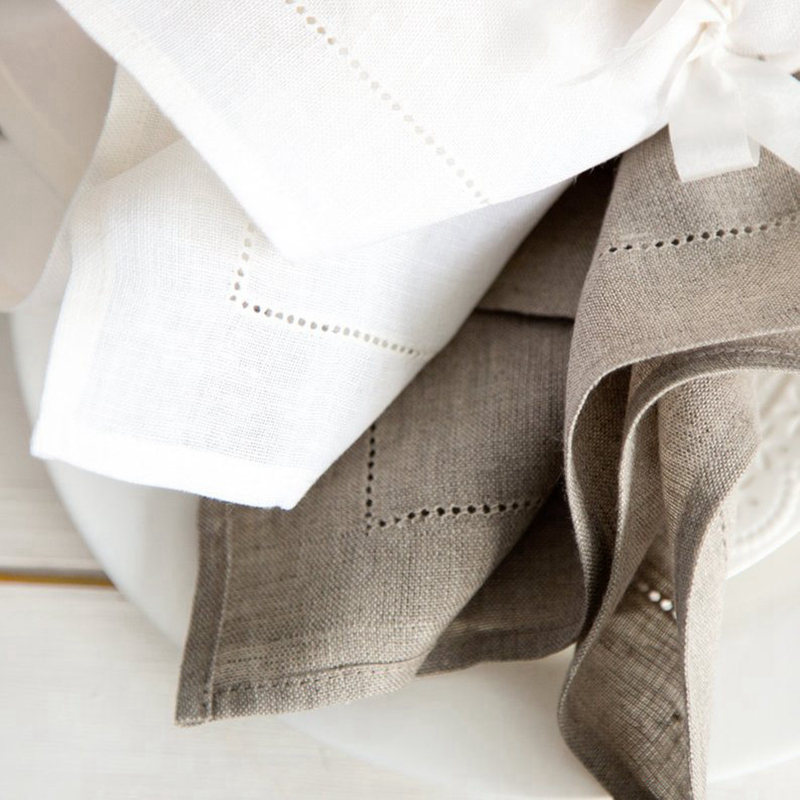 6 Pieces White Hemstitch Napki - Linen Napkin Set บทวิจารณ์และราคา
