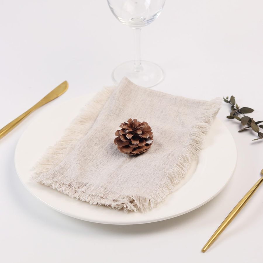 Cloth Napkins with Fringe,18 x - Linen Napkin Set บทวิจารณ์และราคา