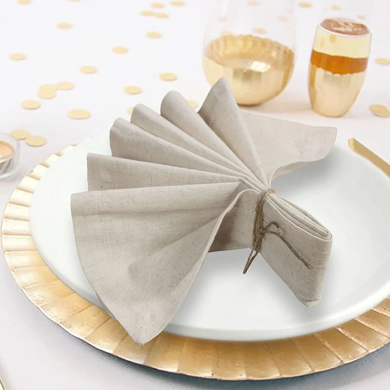6 Pieces 100% Linen Dinner Nap - Linen Napkin Set บทวิจารณ์และราคา