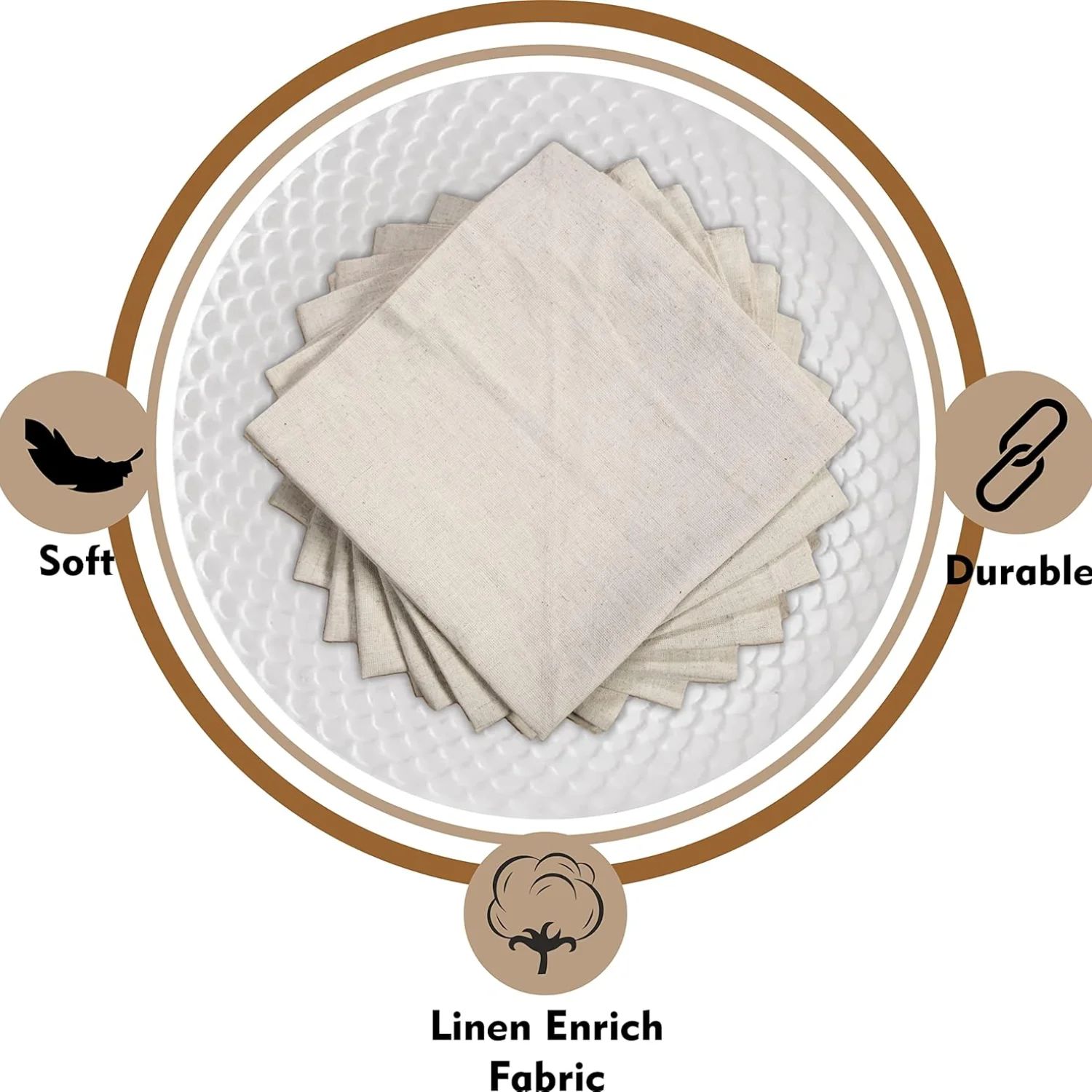 6 Pieces 100% Linen Dinner Nap - Linen Napkin Set บทวิจารณ์และราคา