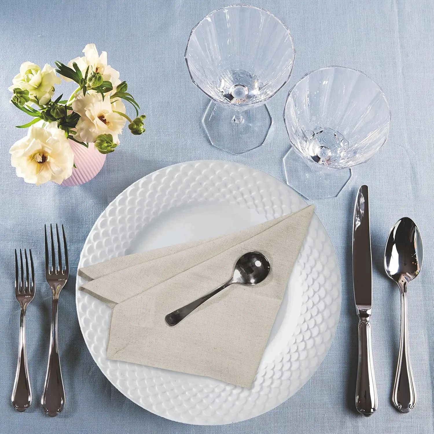 6 Pieces 100% Linen Dinner Nap - Linen Napkin Set บทวิจารณ์และราคา