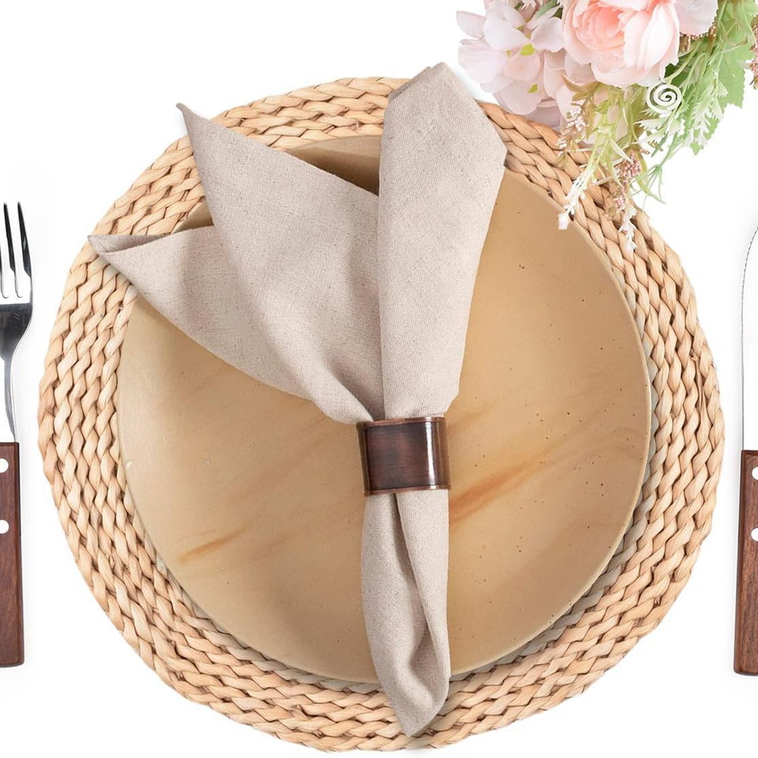 Set of 12 Linen Flax Cotton Cl - Linen Napkin Set บทวิจารณ์และราคา