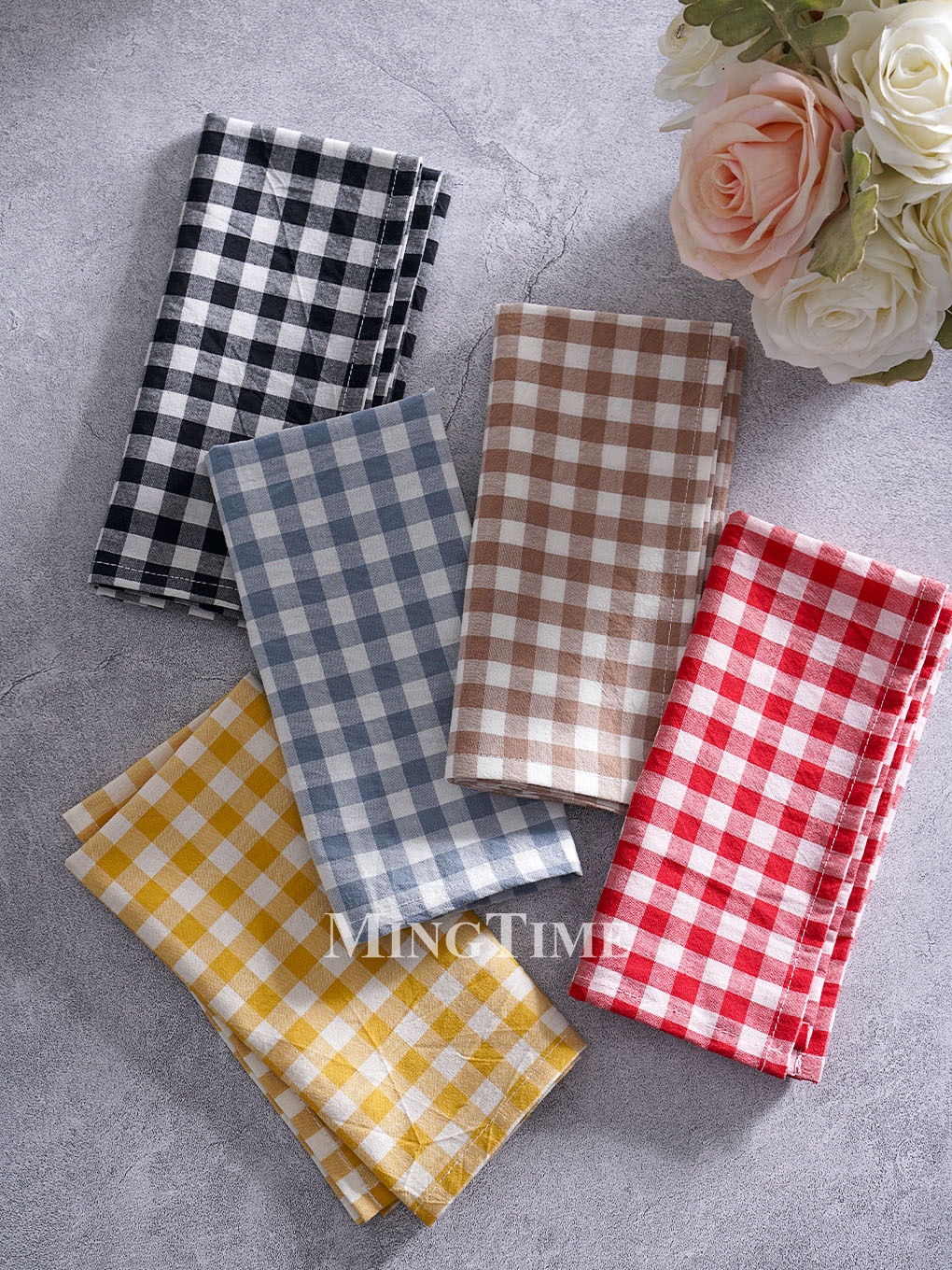 Gingham Napkin 42cm x 42cm Cot - Linen Napkin Set บทวิจารณ์และราคา