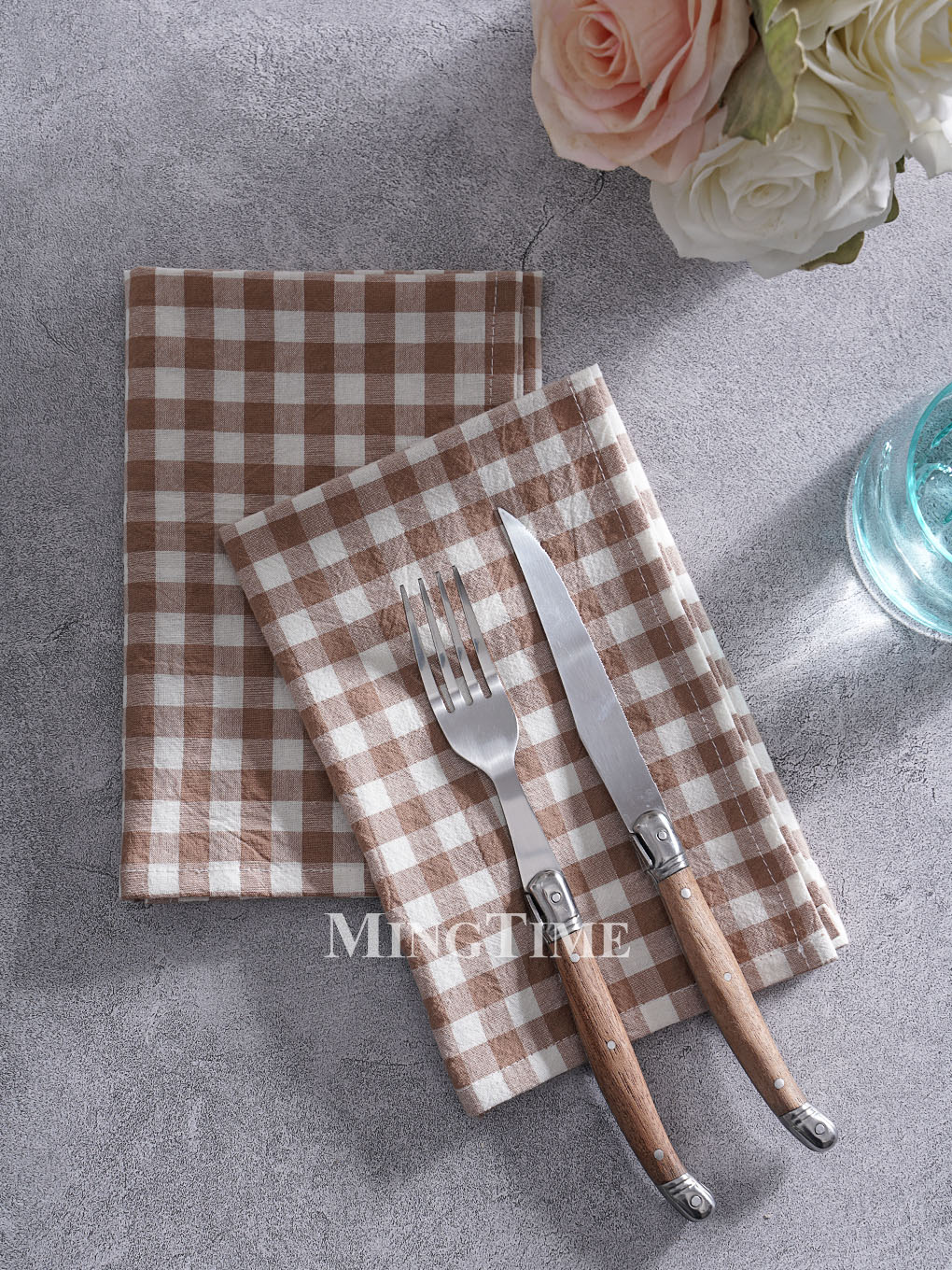 Gingham Napkin 42cm x 42cm Cot - Linen Napkin Set บทวิจารณ์และราคา