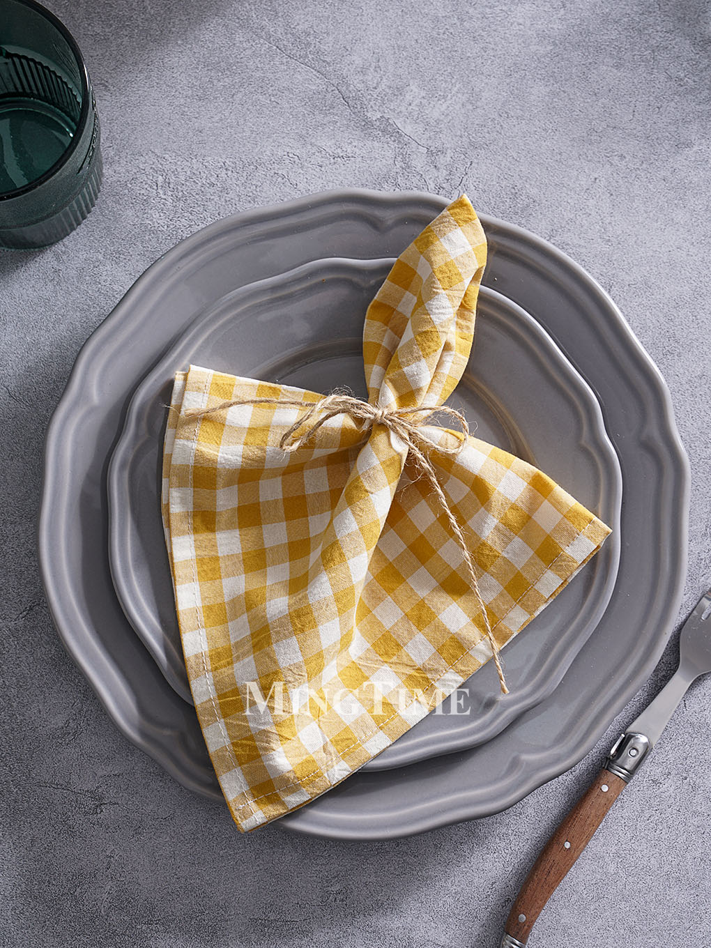 Gingham Napkin 42cm x 42cm Cot - Linen Napkin Set บทวิจารณ์และราคา