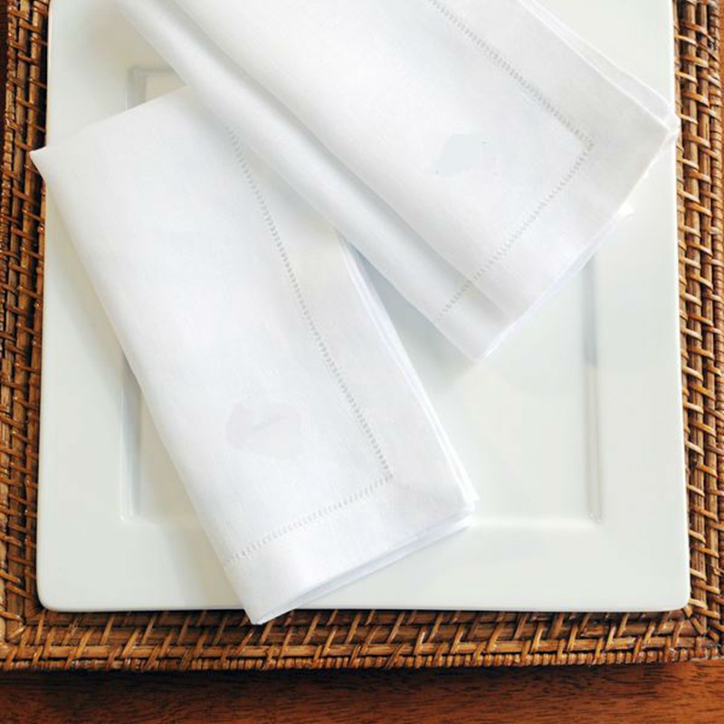 6 Pieces White Hemstitch Napki - Linen Napkin Set บทวิจารณ์และราคา
