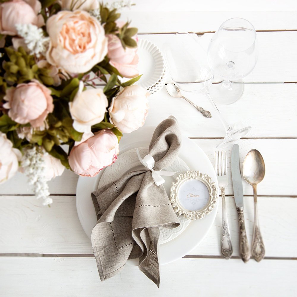 6 Pieces White Hemstitch Napki - Linen Napkin Set บทวิจารณ์และราคา